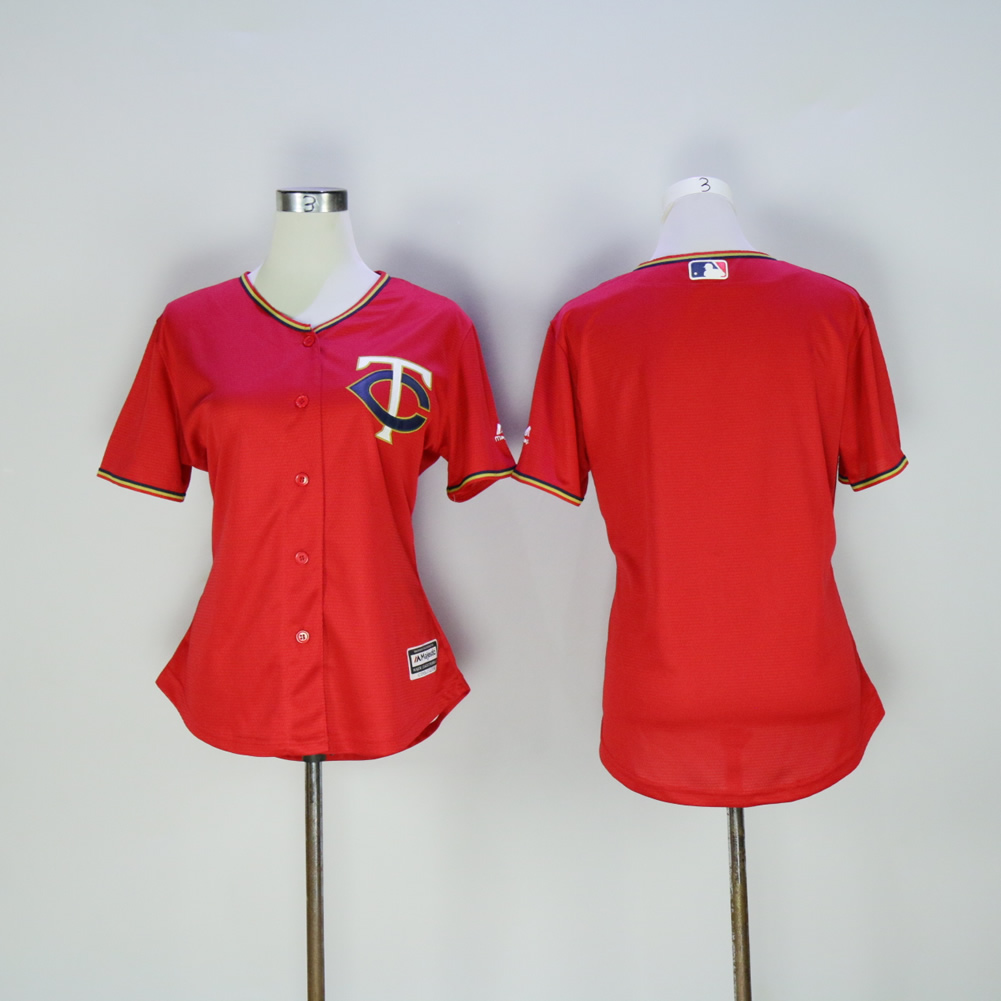 Women Minnesota Twins Blank Red MLB Jerseys-0